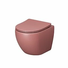Подвесной унитаз Grossman Color GR-4455PIMS 36,5*49,5 розовый матовый безободковый с крышкой-сиденьем микролифт Slim