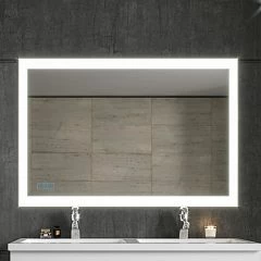 Зеркало Бриклаер Вега 125 c Led подсветкой, инфракрасный выключатель, часы